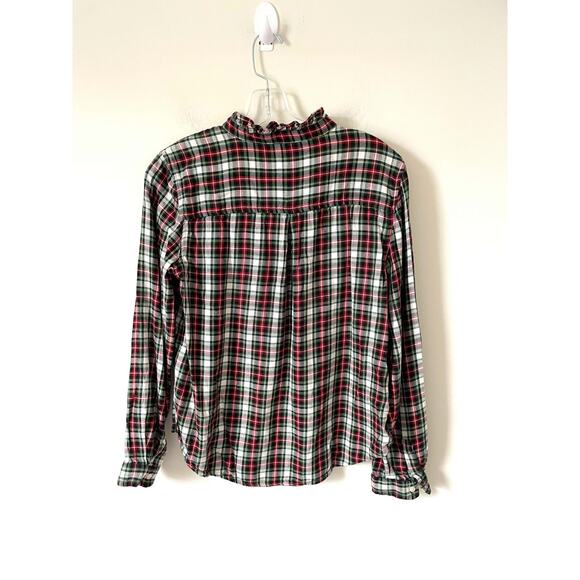 Gap Flannel Ruffle Plaid Shirt Red Green Size Medium - Picture 2 of 6